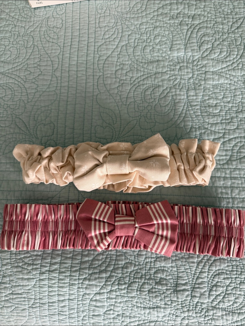 Longaberger Pink Striped & Cream basket Garters
